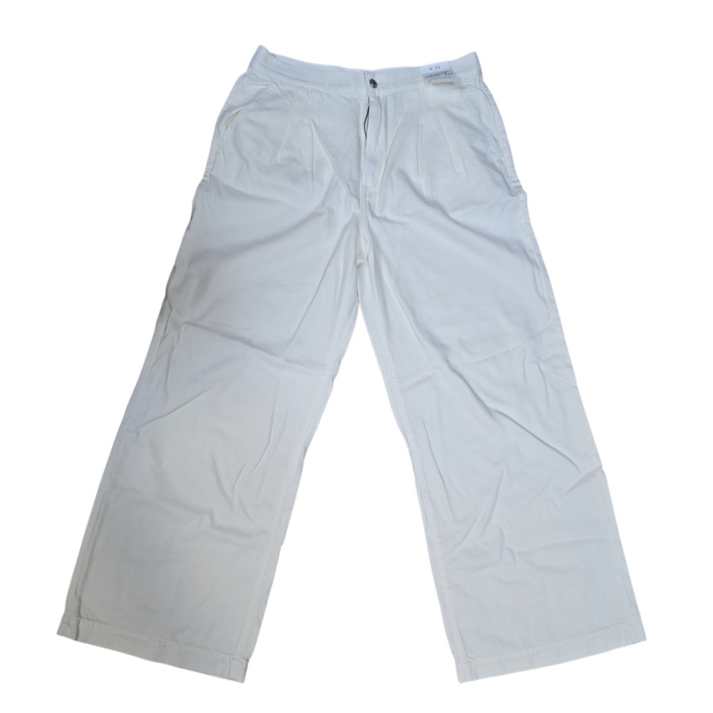 Madewell Light Cream Wide-Leg Cotton Trousers